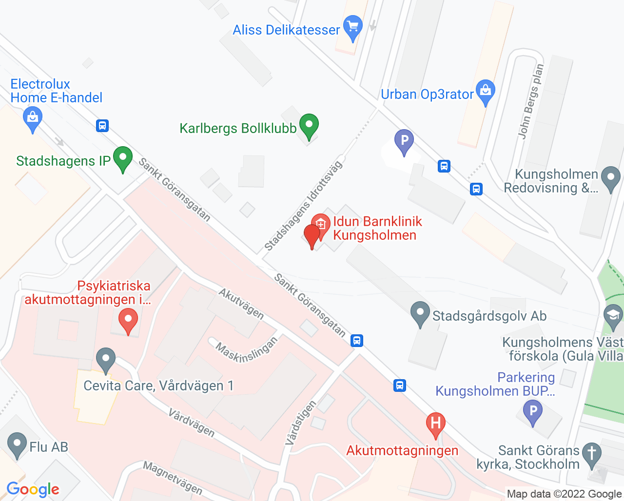 Karta till Idun BUMM Kungsholmen