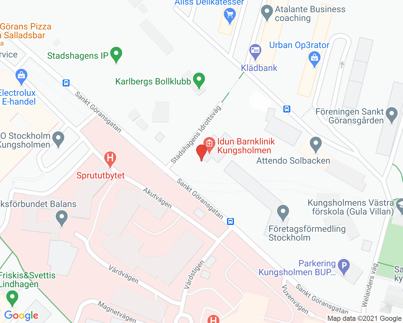 Karta till Smärtkliniken Psyk Care - Ibrahim Isaac