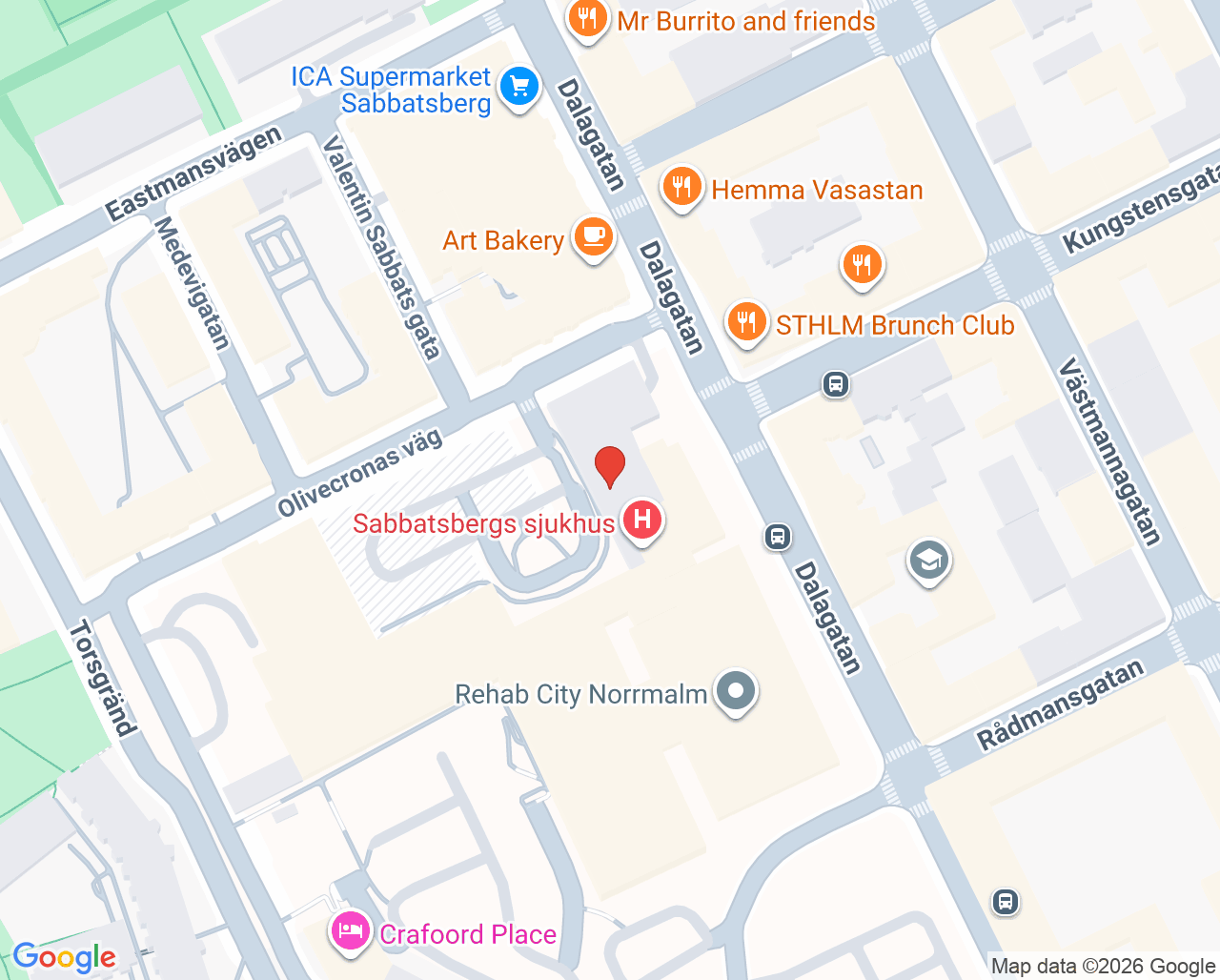 Karta till Vital Stockholm Sabbatsbergs Sjukhus - SYNLAB
