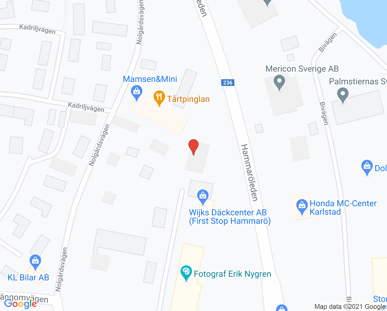 Karta till Fysioterapimottagningen Hammarö Fysioterapi