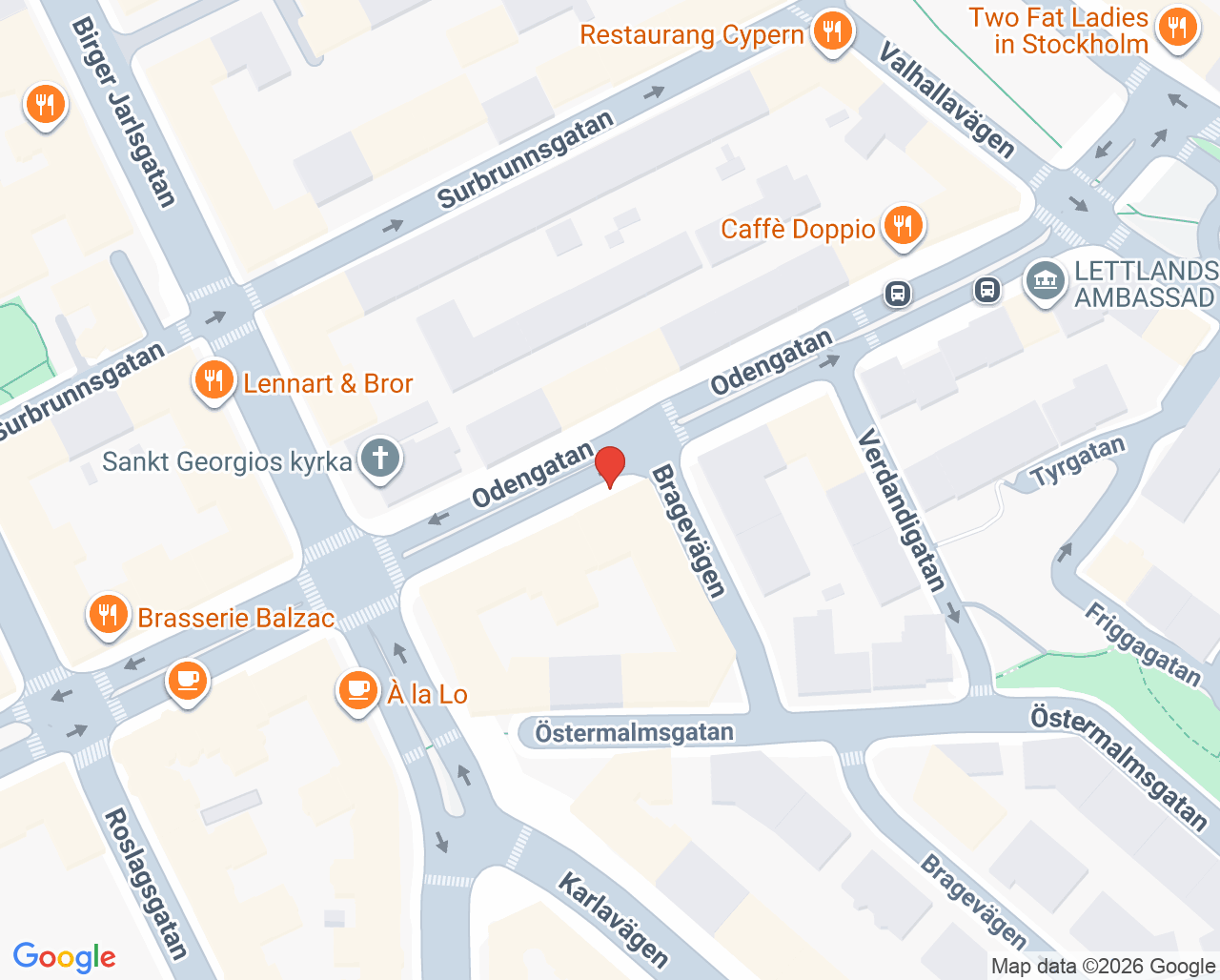Karta till AudioNova Östermalm - På uppdrag av Region Stockholm