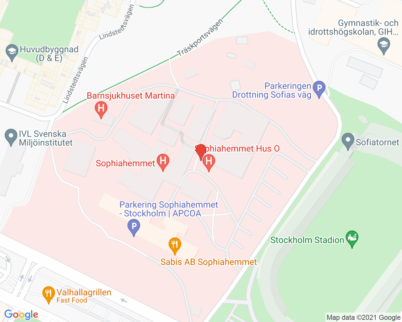Karta till Capio Artro Clinic bas slv, Östermalm