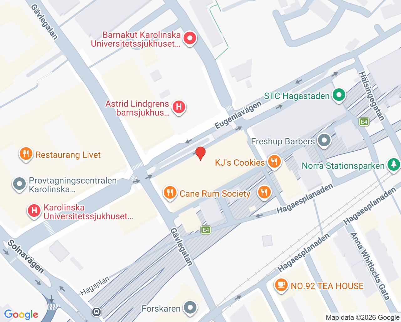 Karta till Capio Alva BUMM Hagastaden ADHD, Solna