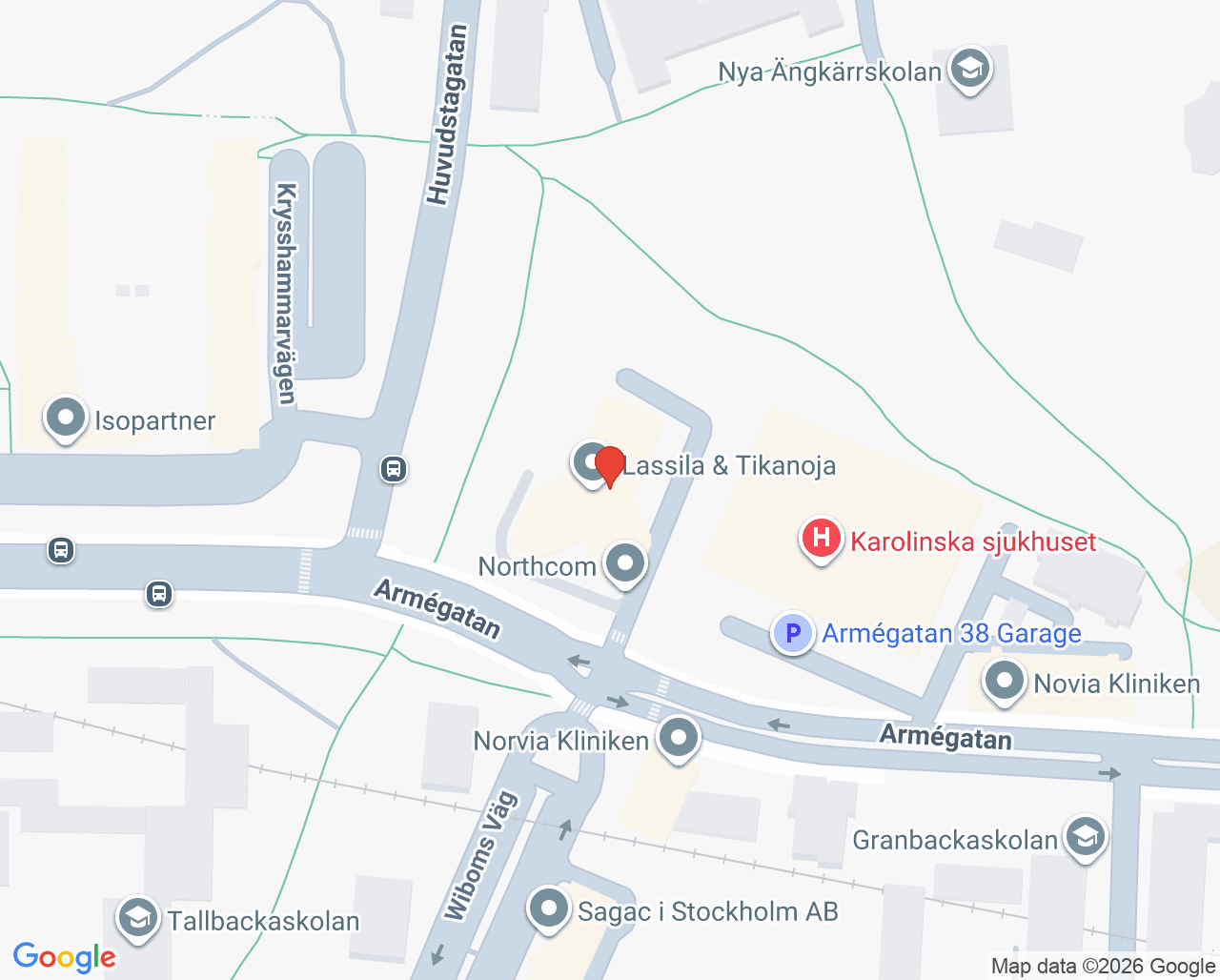 Karta till BUP Neuropsykiatri Nordväst, Solna