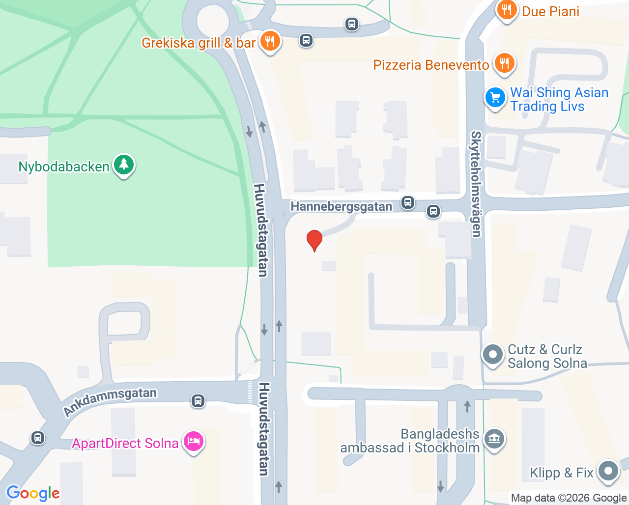 Karta till Närlaboratorium Solna, Karolinska Universitetssjukhuset
