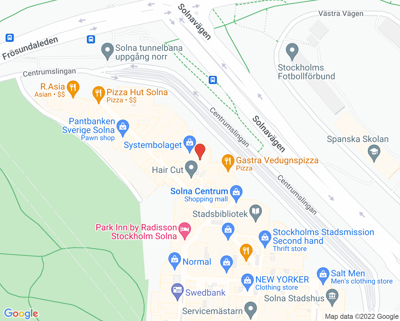 Karta till Synsam Solna