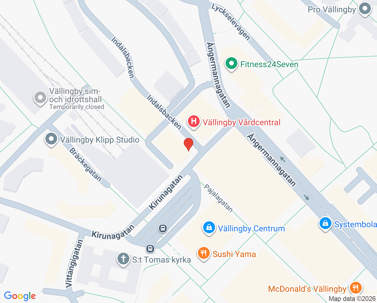 Karta till Logopedbyrån Dynamica Vällingby