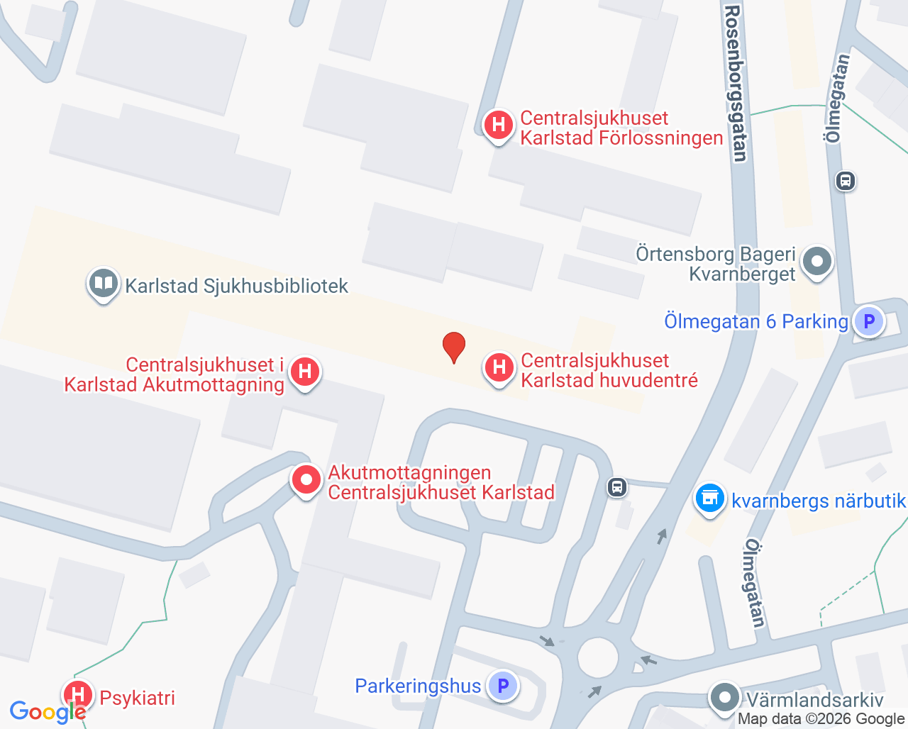 Karta till Reumatologimottagningen medicinkliniken, Centralsjukhuset Karlstad