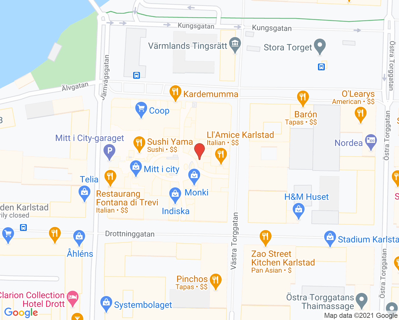 Karta till Synsam Karlstad Mitt i City