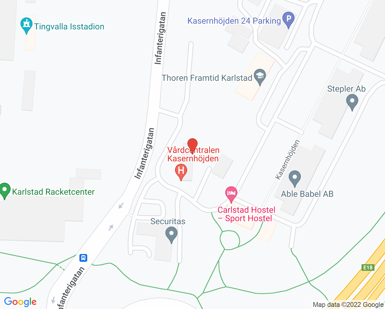 Karta till Provtagning vårdcentralen Kasernhöjden Karlstad