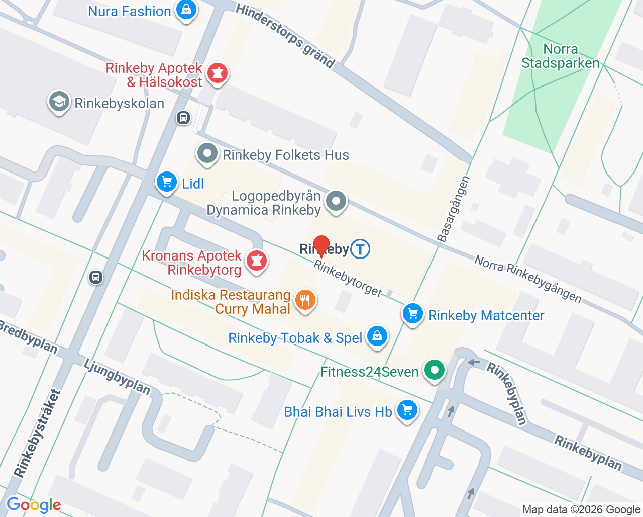 Karta till Logopedbyrån Dynamica Rinkeby