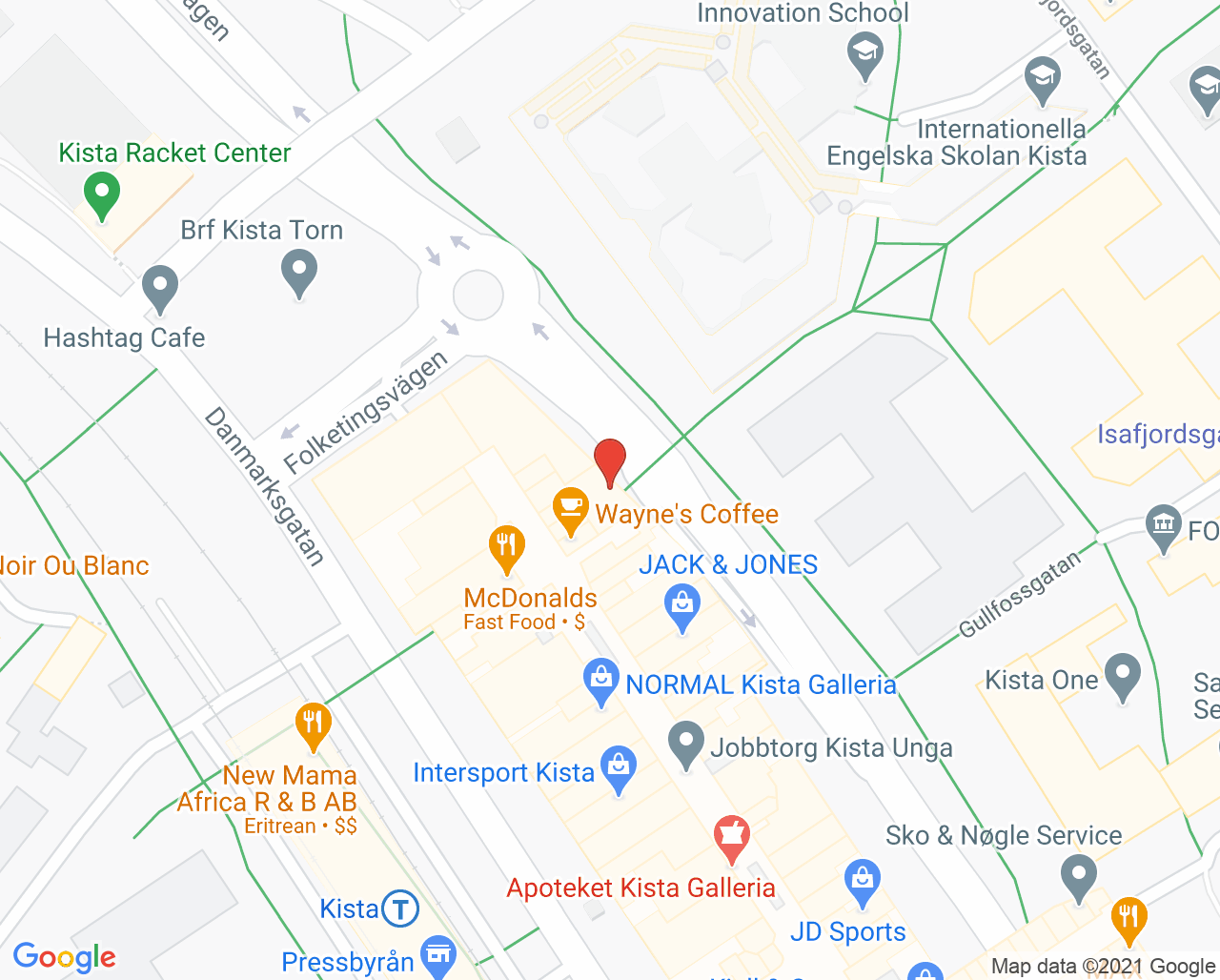 Karta till Unilabs Kista närlaboratorium, Rinkeby/Kista