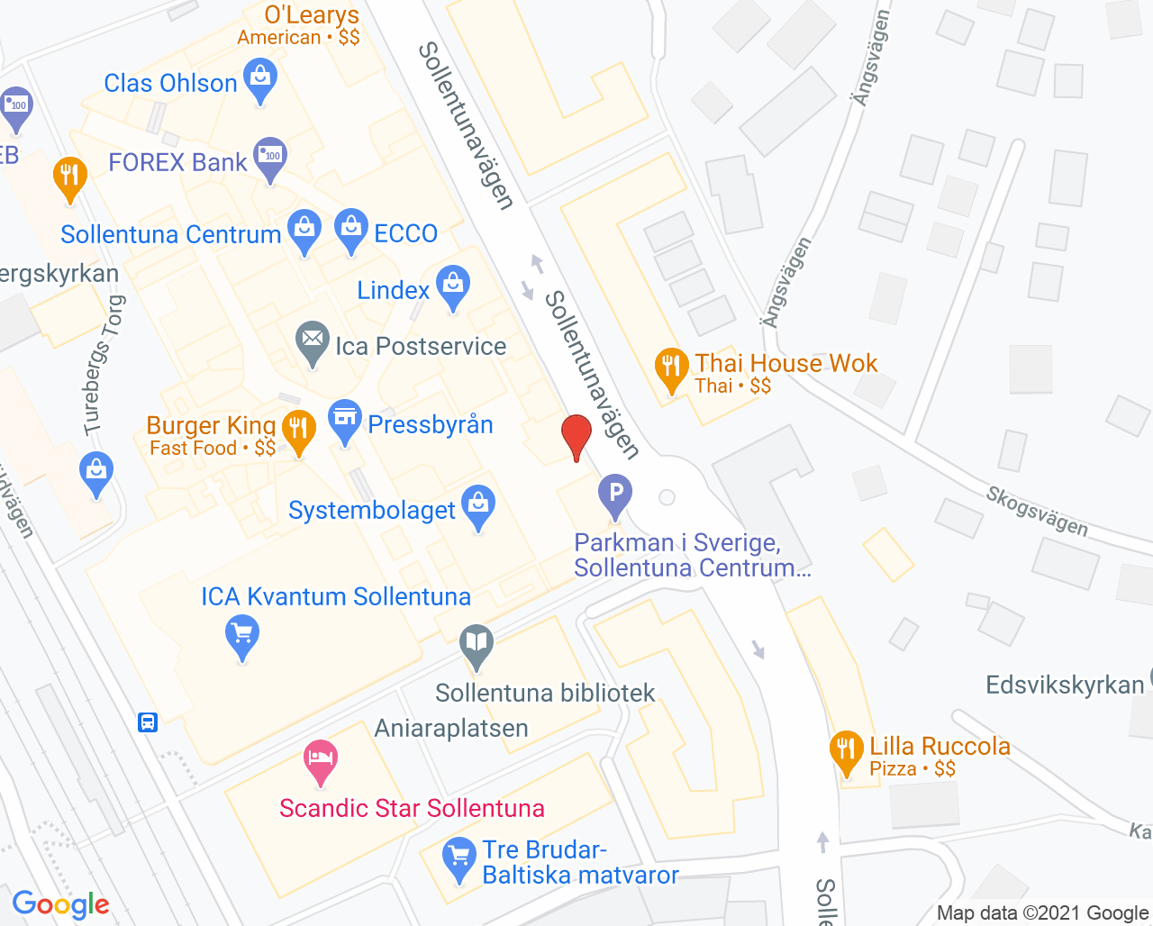 Karta till VaccinDirekt Sollentuna Centrum