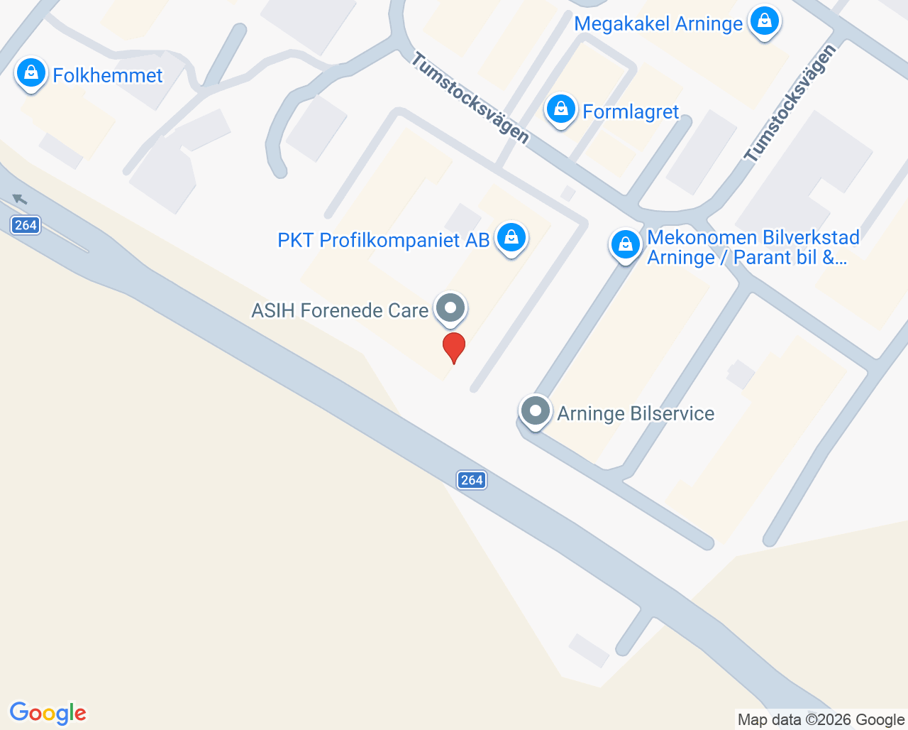 Karta till ASiH Täby Danderyd Forenede Care