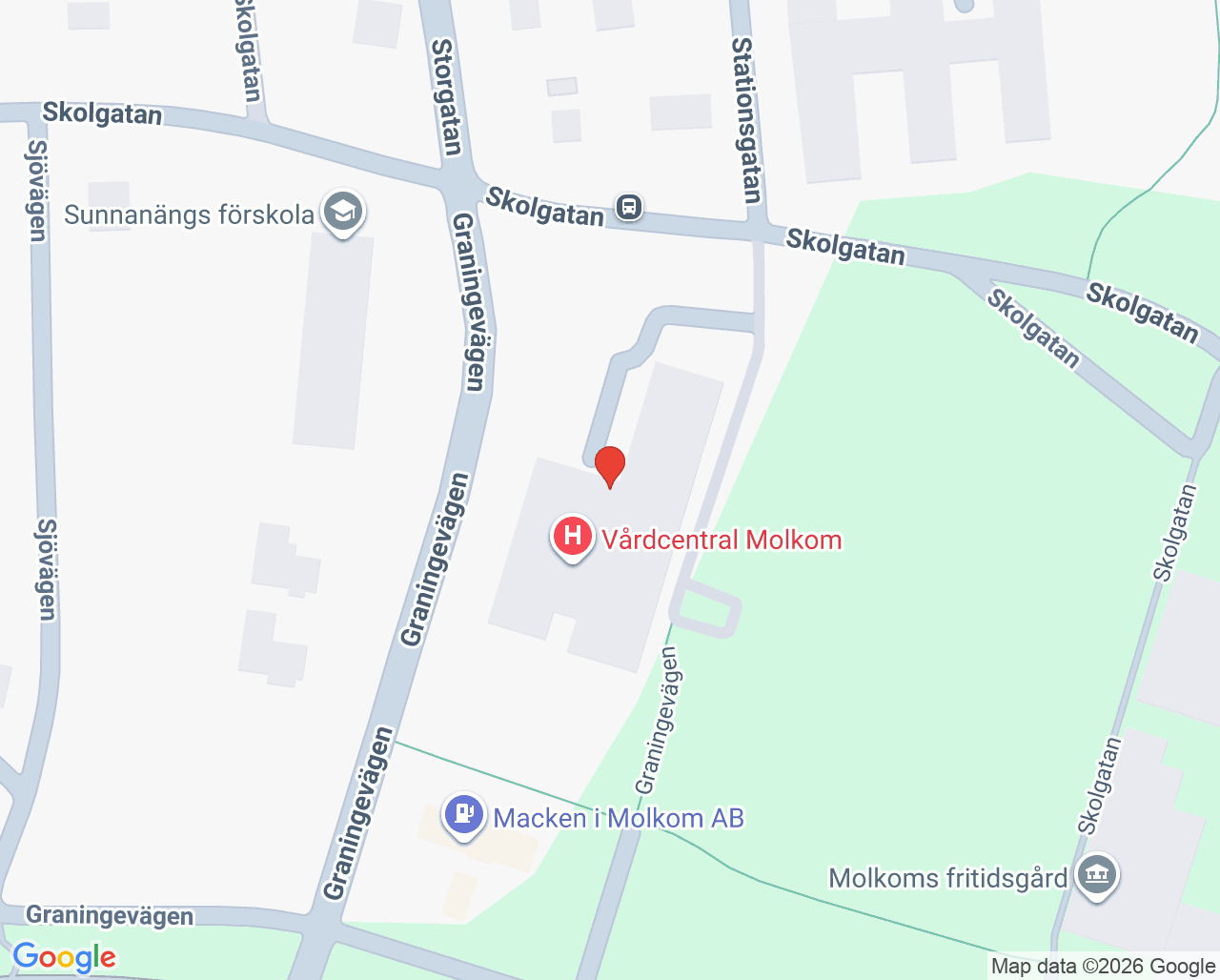 Karta till Vaccinationsmottagning Molkom