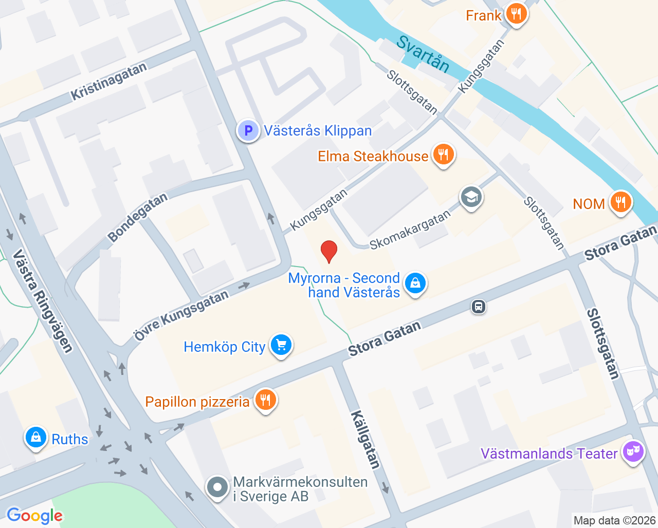 Karta till Läkargruppen Fysioterapimottagning, Västerås