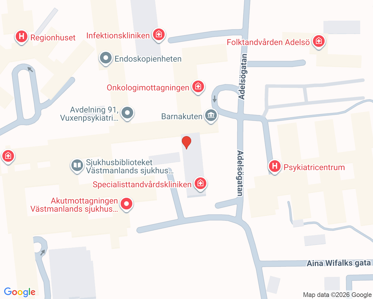 Karta till Onkologiklinikens rehabenhet, Västerås