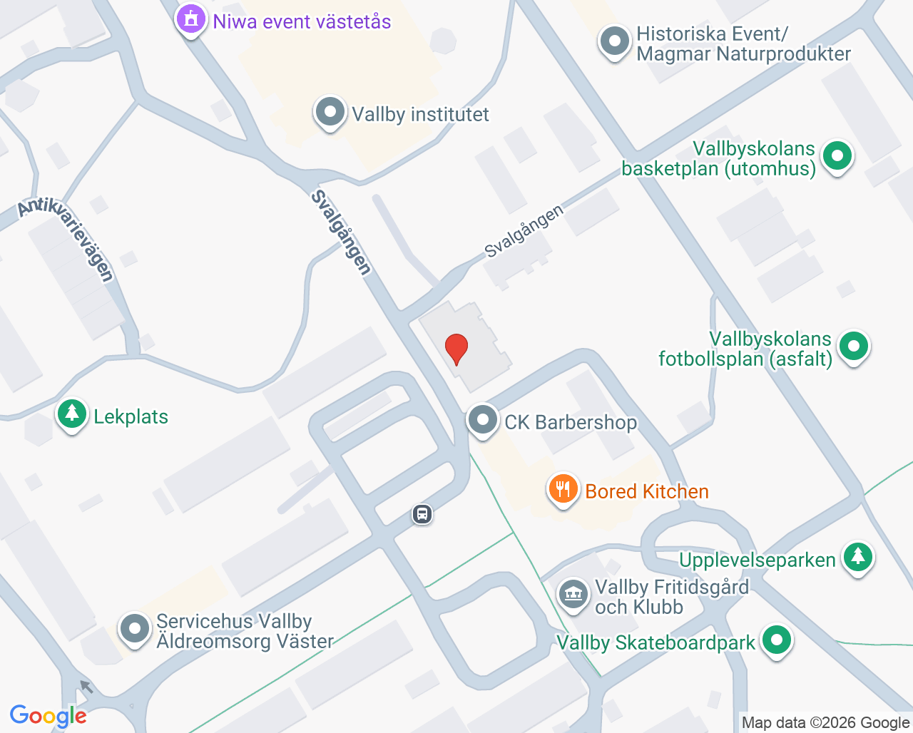 Karta till Capio Vårdcentral Vallby, Västerås