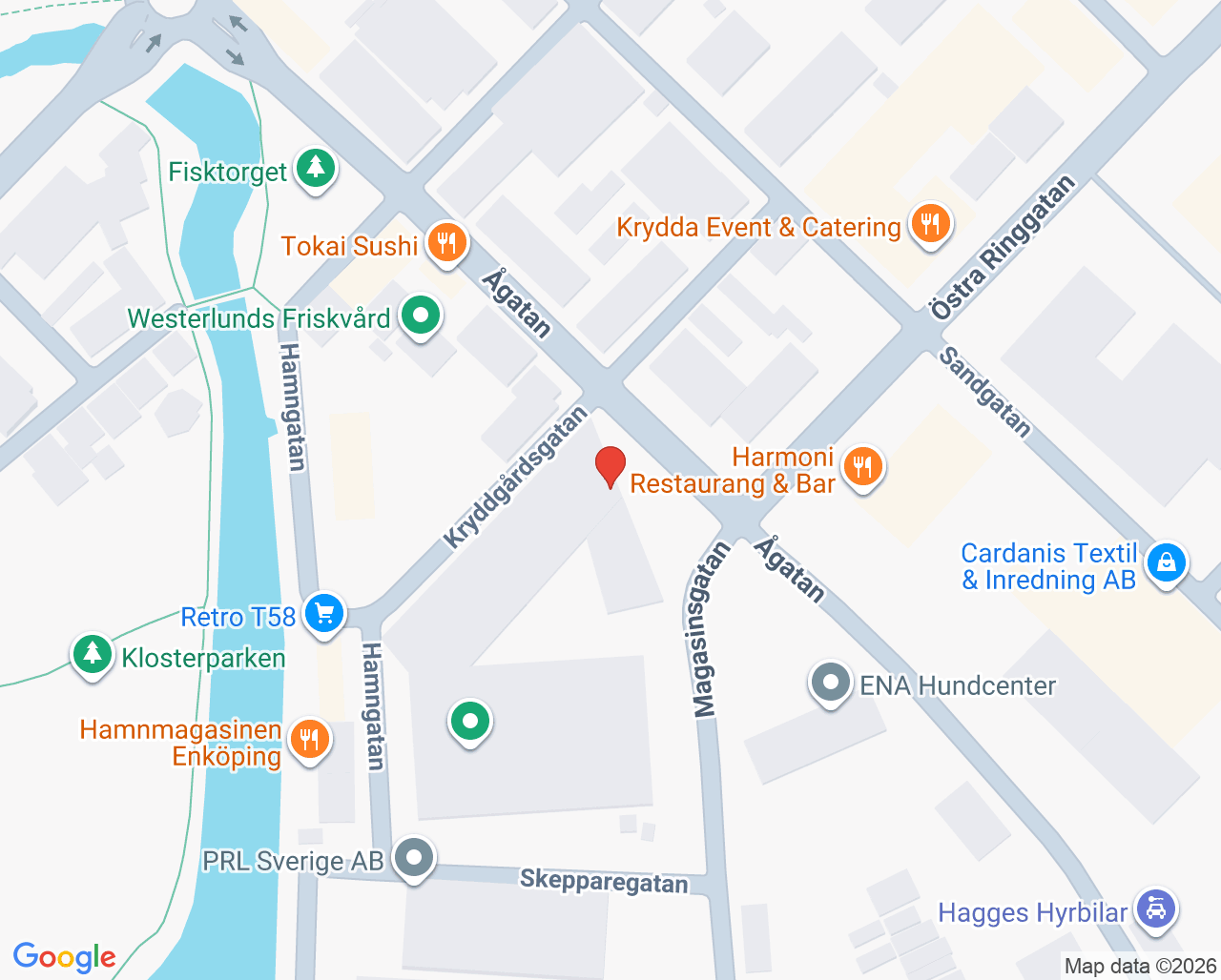 Karta till Mentea psykoterapimottagning Enköping, Hamnverken
