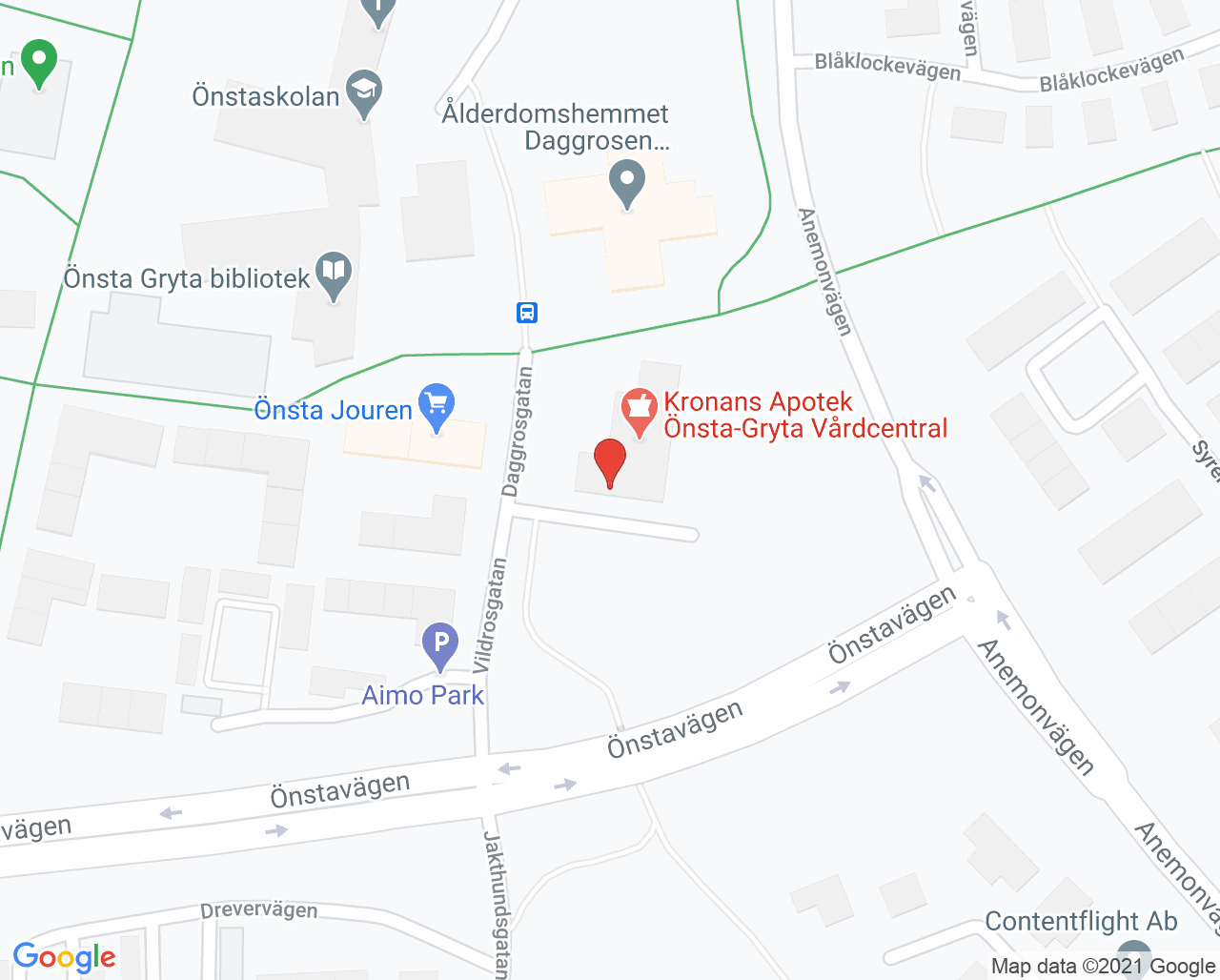 Karta till Önsta-Gryta Fysioterapimottagning, Västerås
