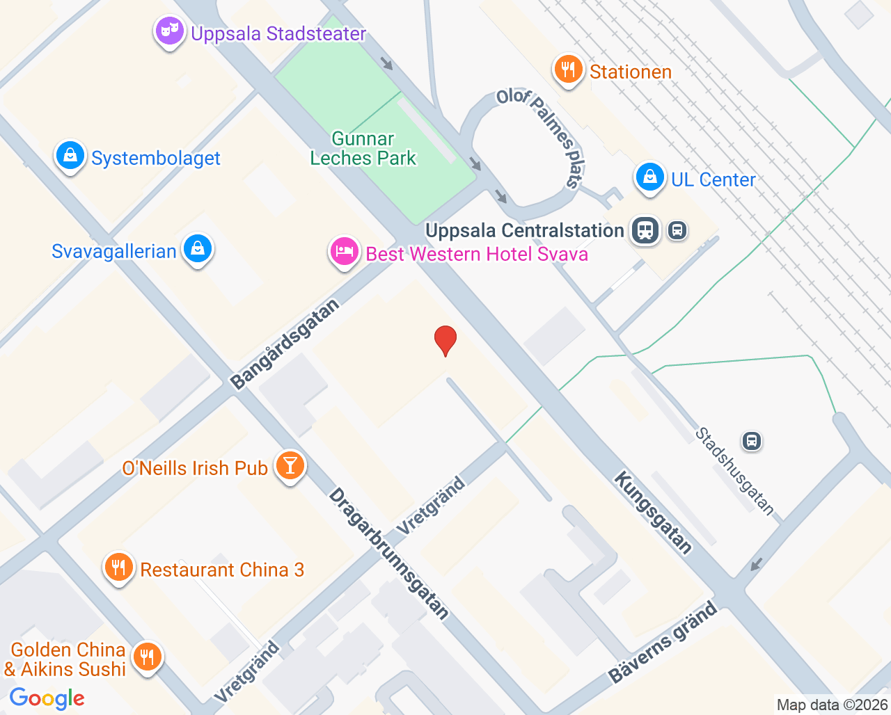 Karta till Svea KBT Uppsala Central