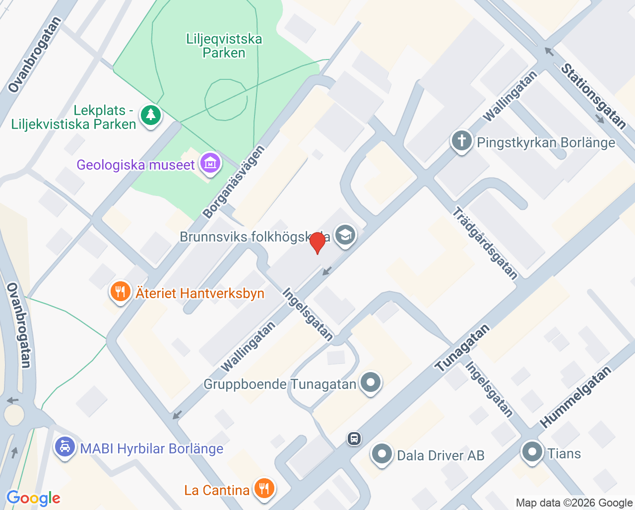 Karta till JeWe Barn- och ungdomspsykiatri Borlänge