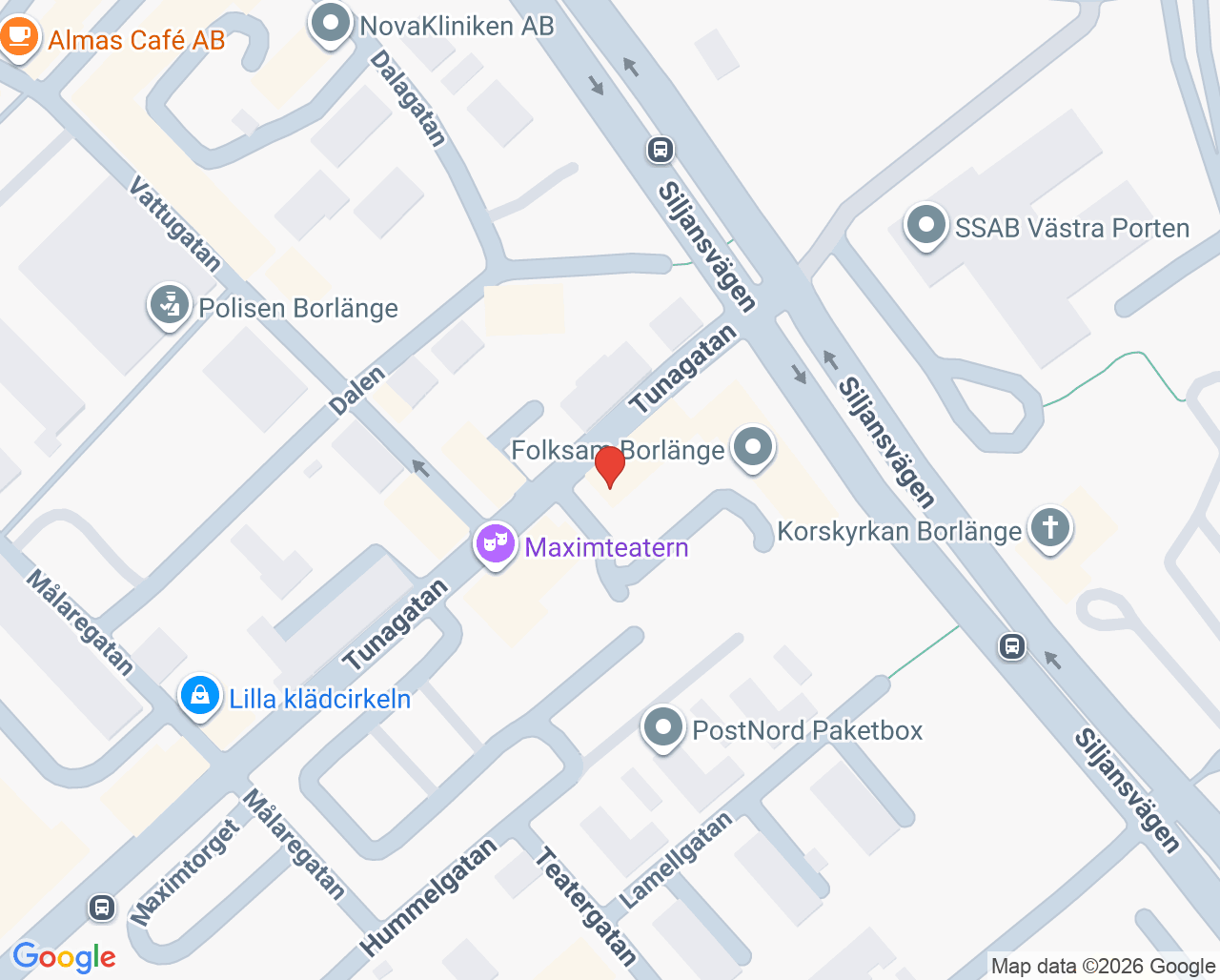 Karta till Barn- och ungdomspsykiatrimottagning Moment Borlänge