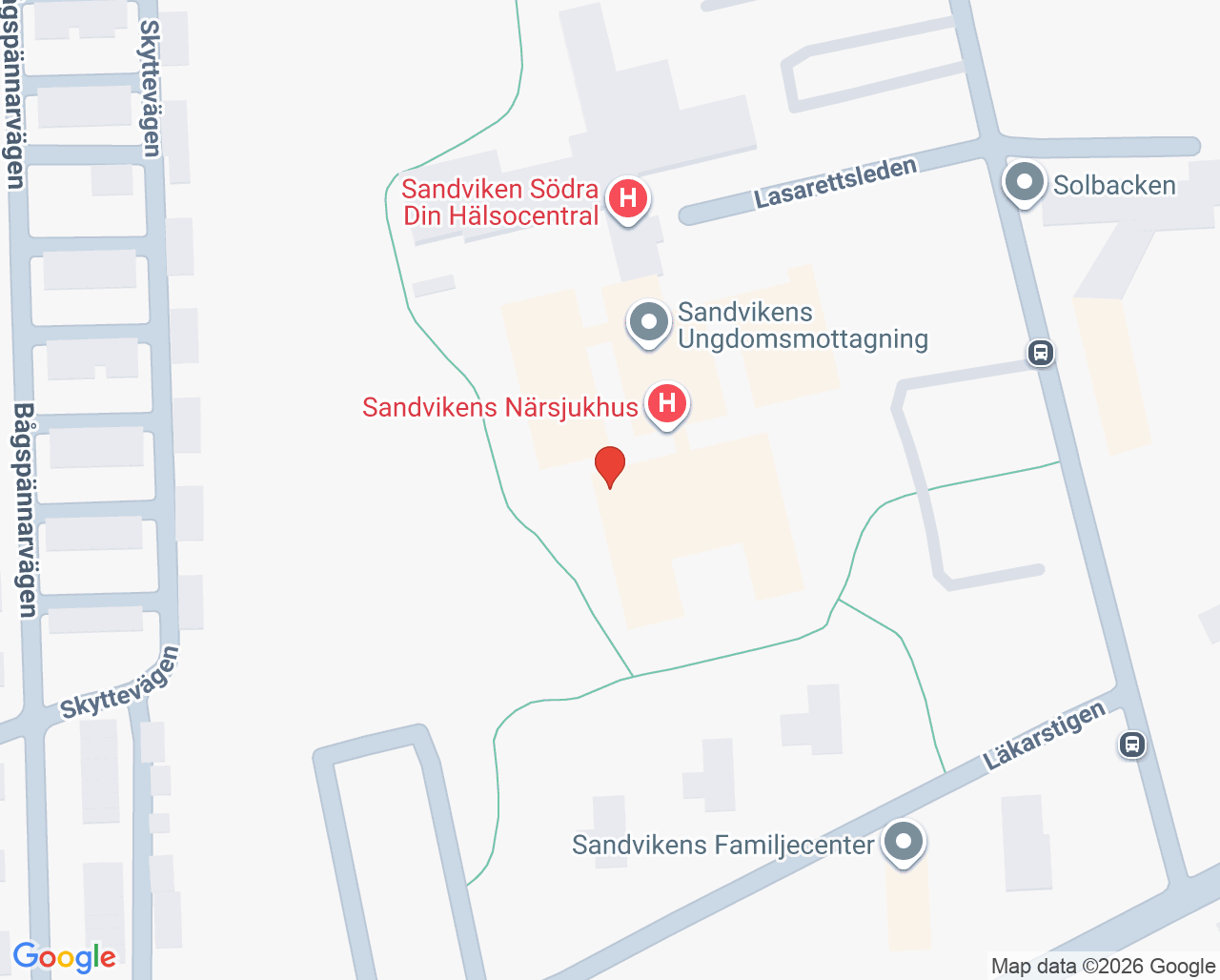 Karta till Hjärtmottagning Sandviken