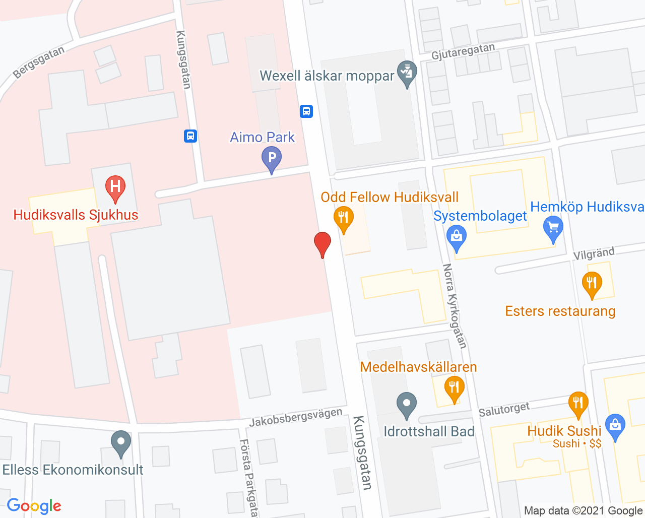 Karta till Njurmottagning Hudiksvall