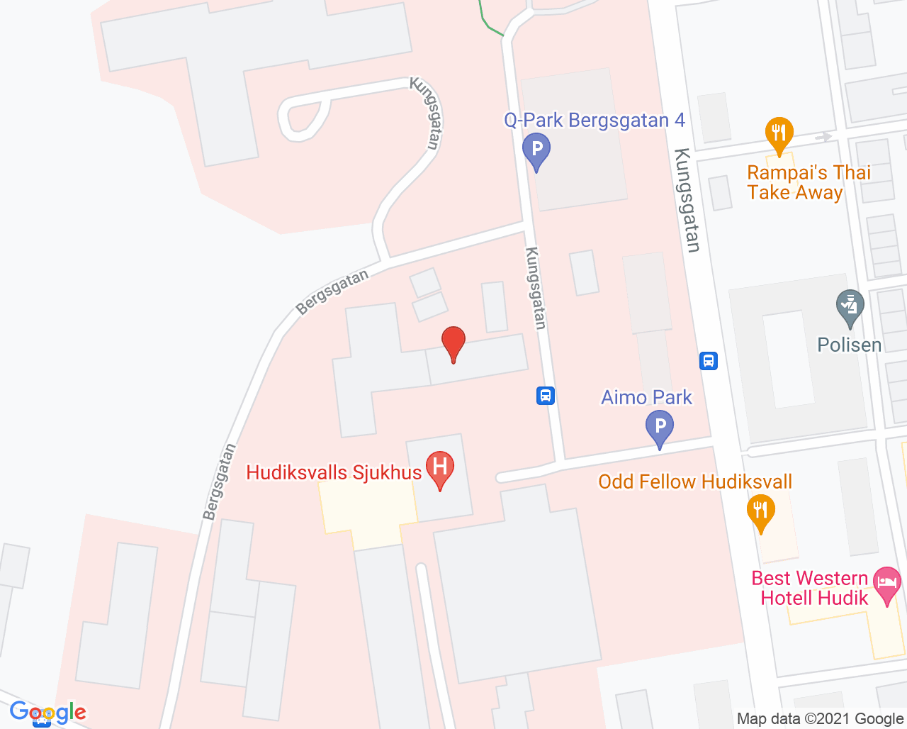 Karta till Hälsotorg Hudiksvalls sjukhus