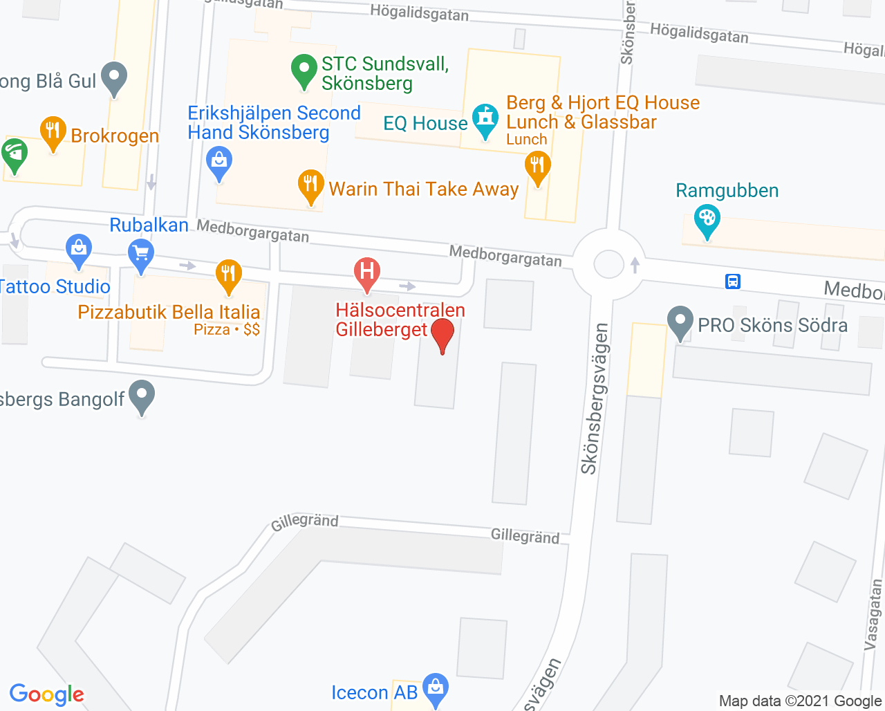 Karta till Familjecentralen BHV Gilleberget
