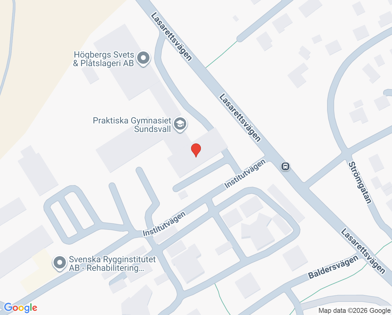Karta till Magnetlabbet Sundsvall