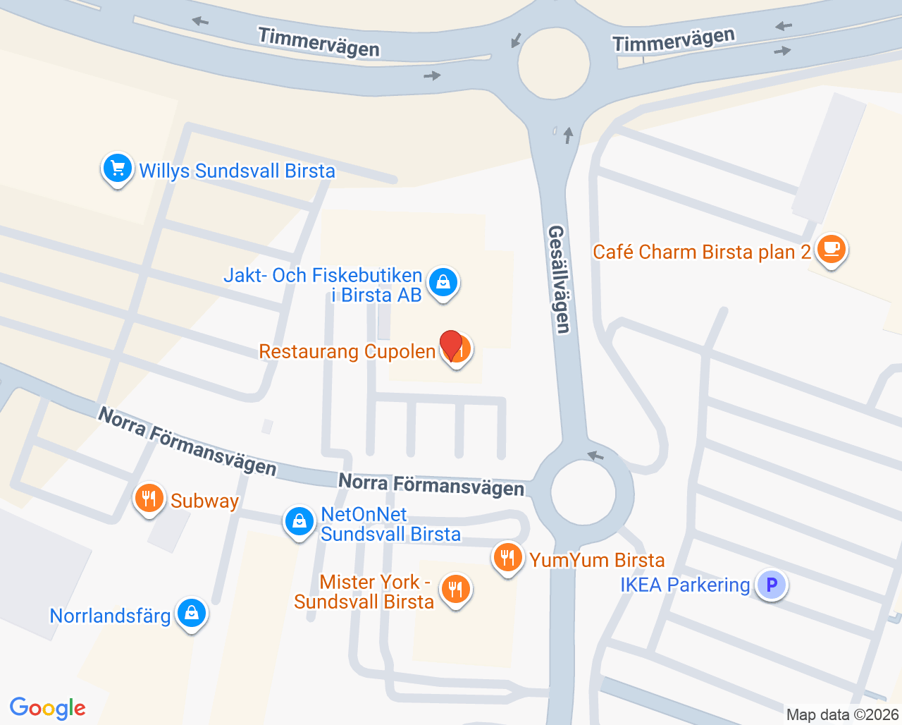 Karta till Vaccination Sundsvall, Birsta Cupolen