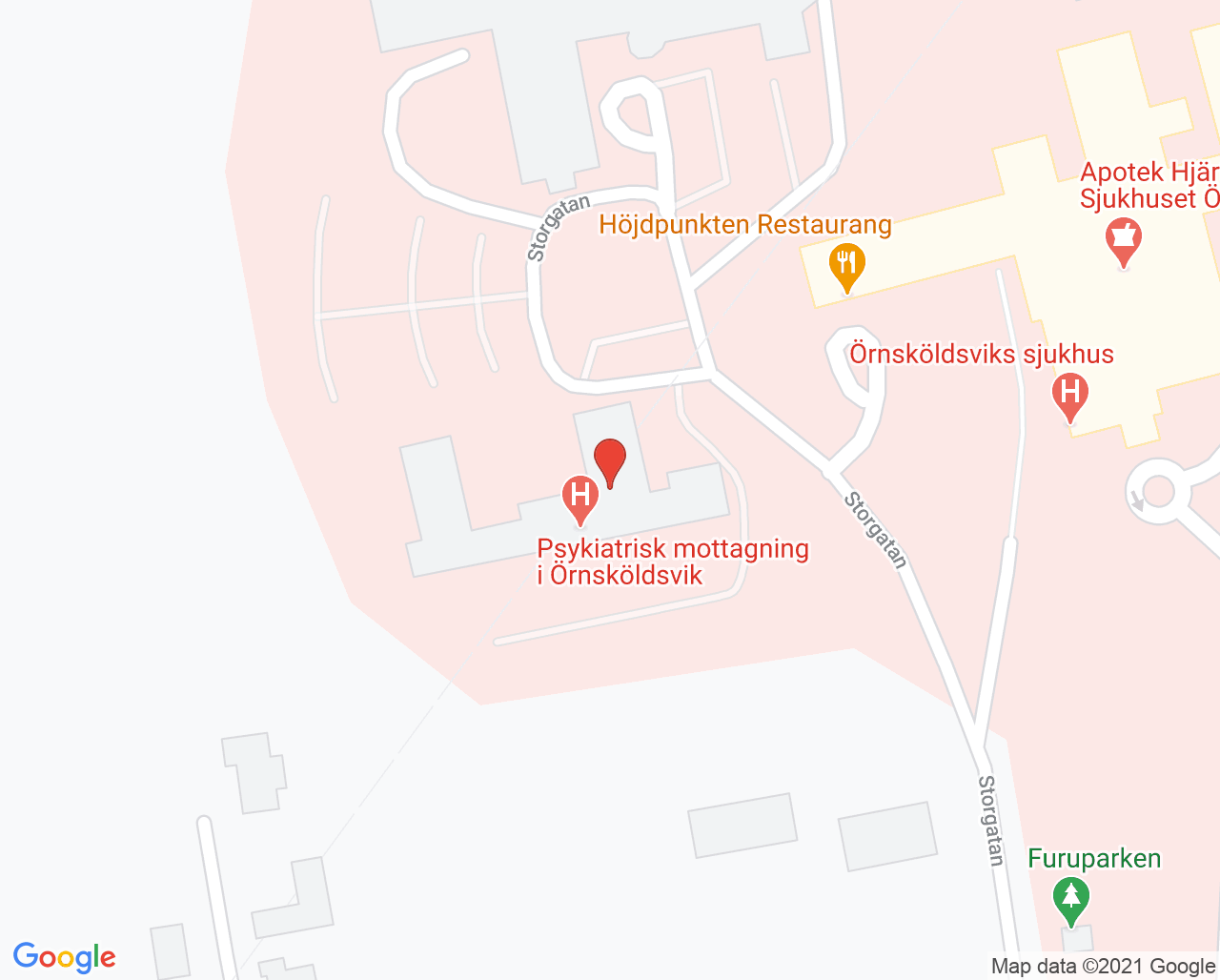 Karta till Psykiatrisk mottagning A Örnsköldsvik