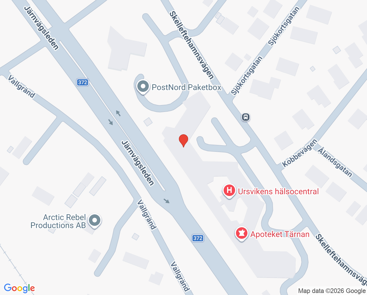 Karta till Ursvikens hälsocentral