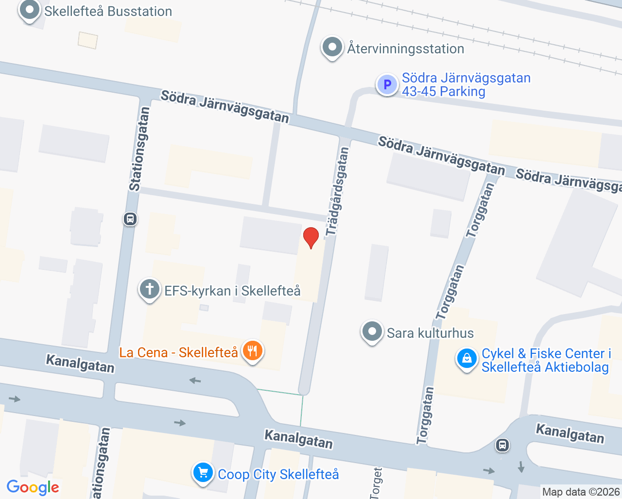 Karta till Åderbråckskirurgerna Skellefteå