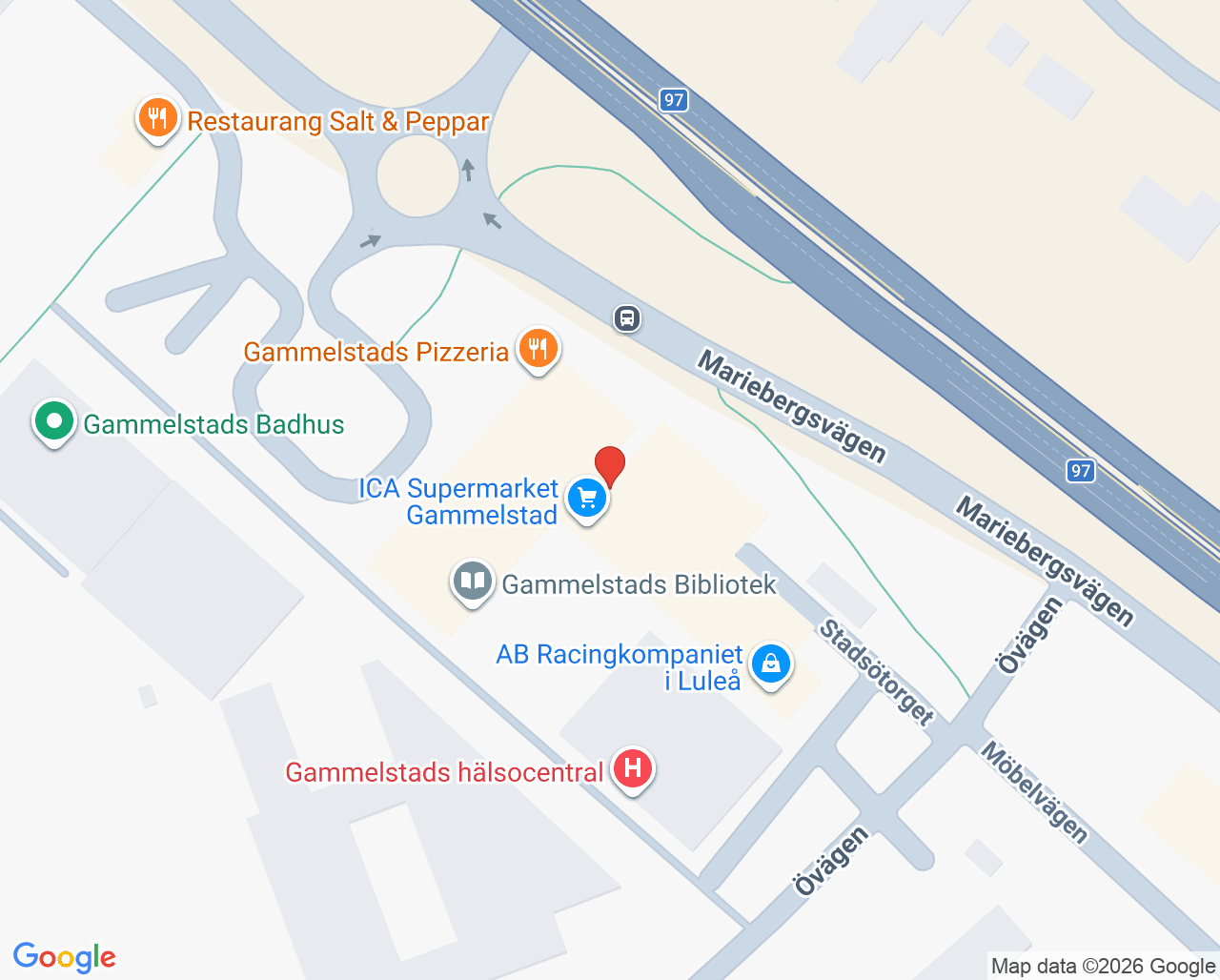 Karta till Gammelstads hälsocentral