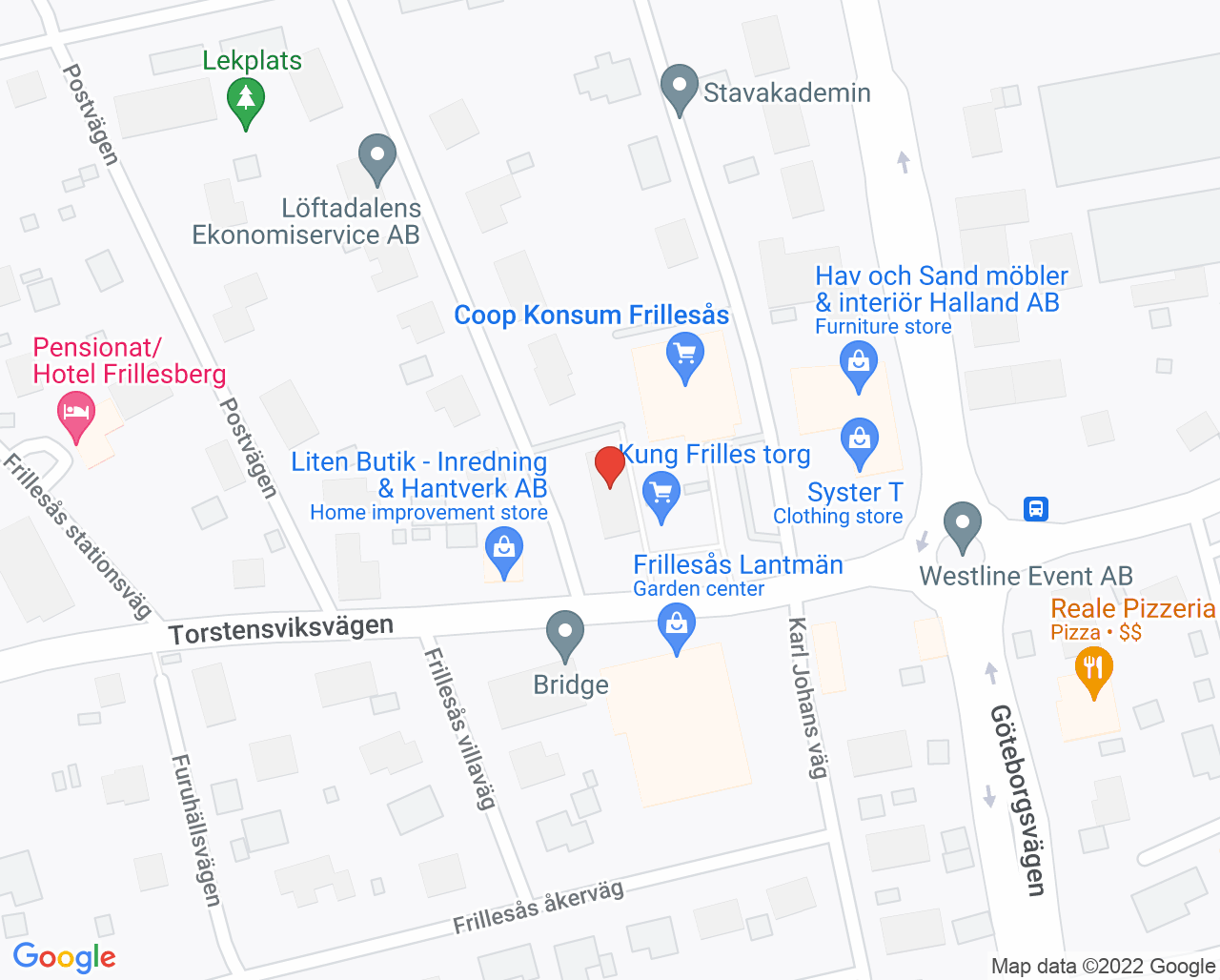 Karta till Fridlef Vårdcentral, Frillesås