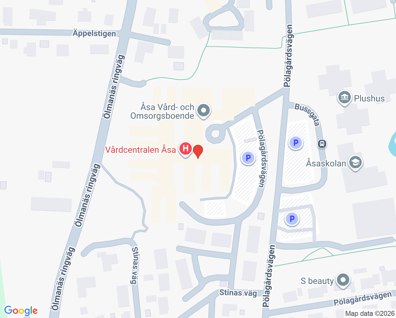 Karta till Barnavårdscentralen Åsa