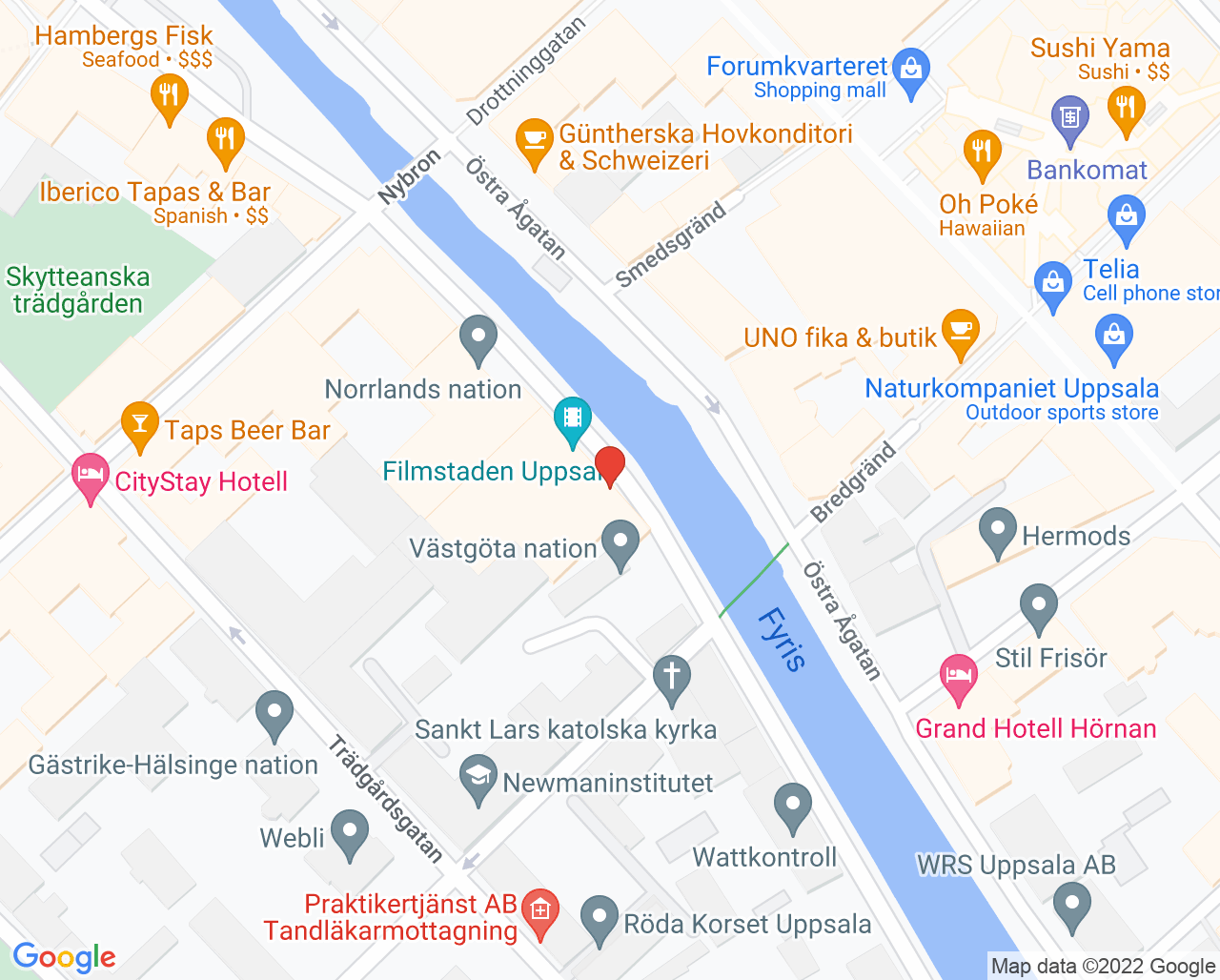 Karta till Doktor Nadine Öron-Näsa-Hals-mottagning, Uppsala