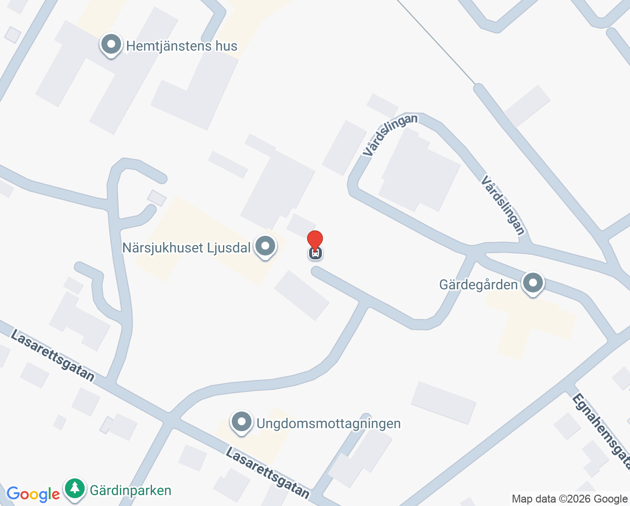 Karta till Hudbehandlingsenhet Ljusdal