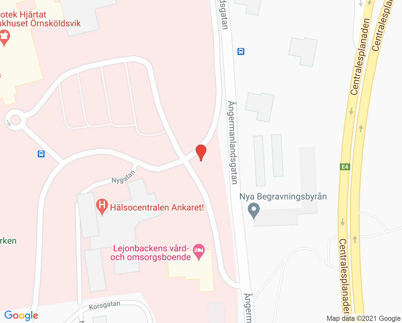 Karta till Röntgenmottagning Örnsköldsvik