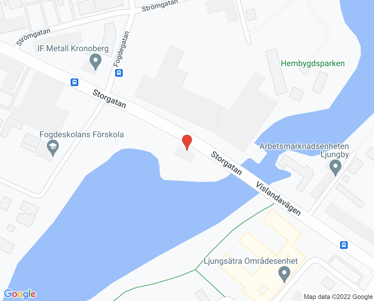 Karta till Primärvårdens hälsoenhet Ljungby, Ljungby