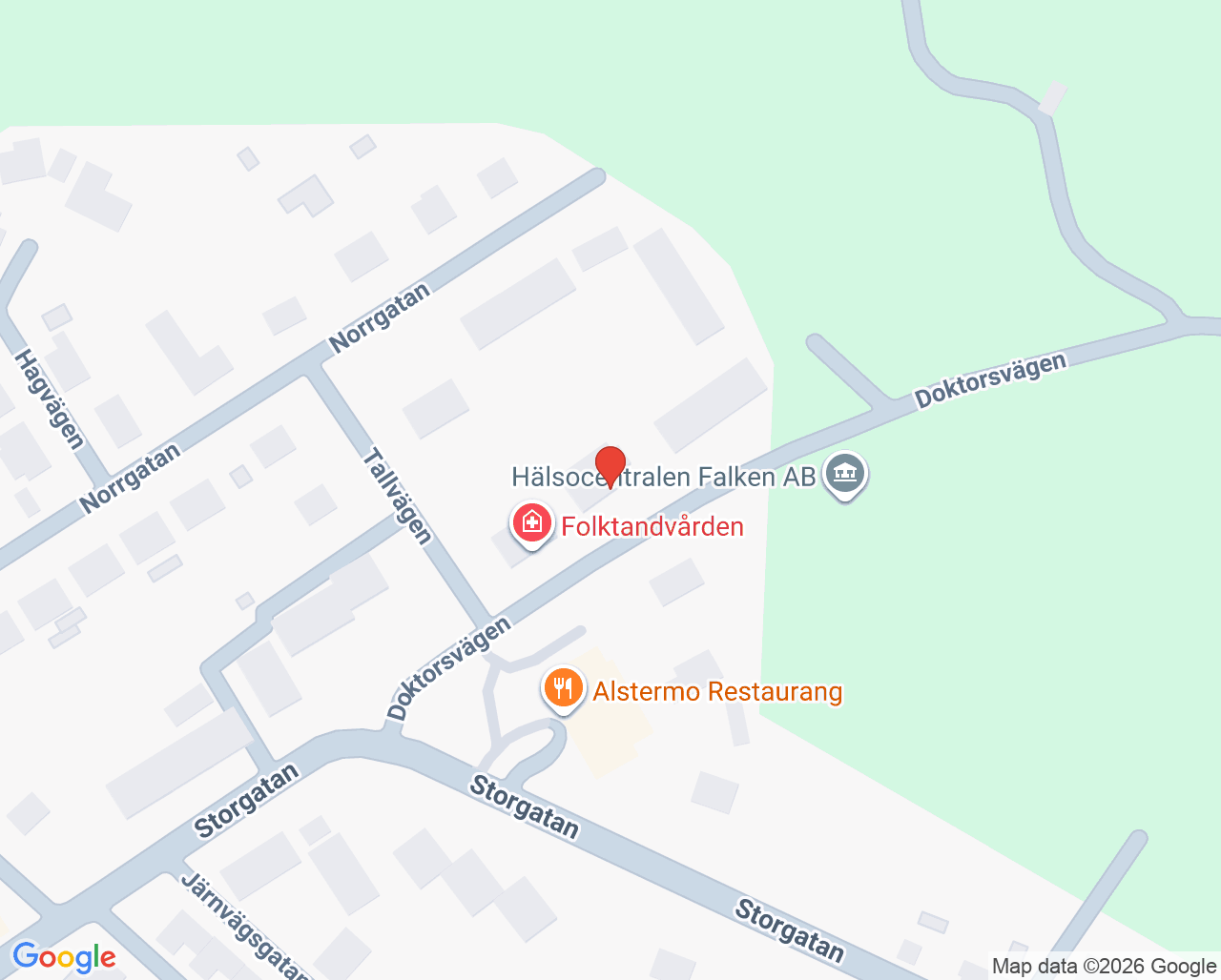 Karta till Vårdcentralen Hälsocentralen Falken, Alstermo