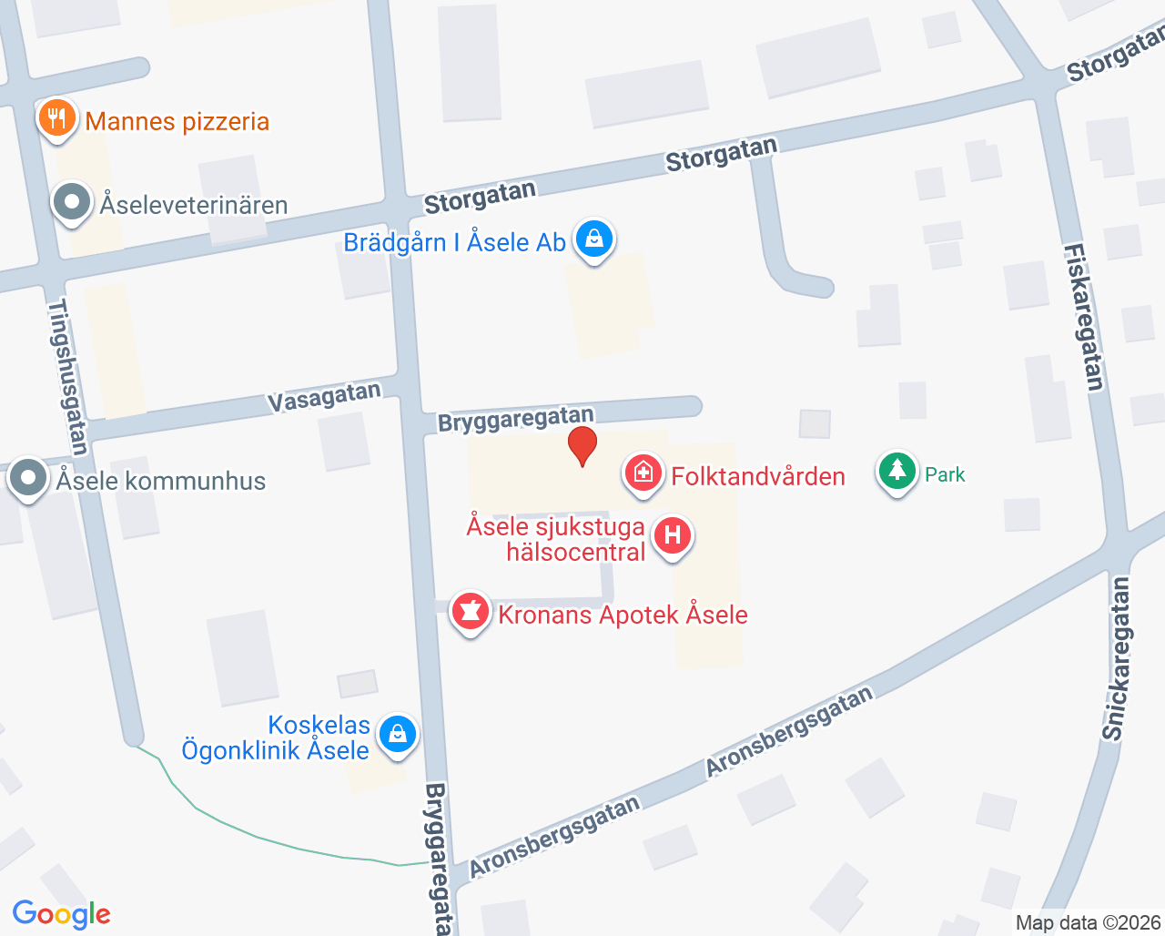 Karta till Folktandvården Åsele