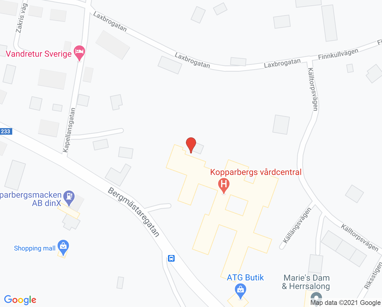 Karta till Kopparbergs vårdcentral