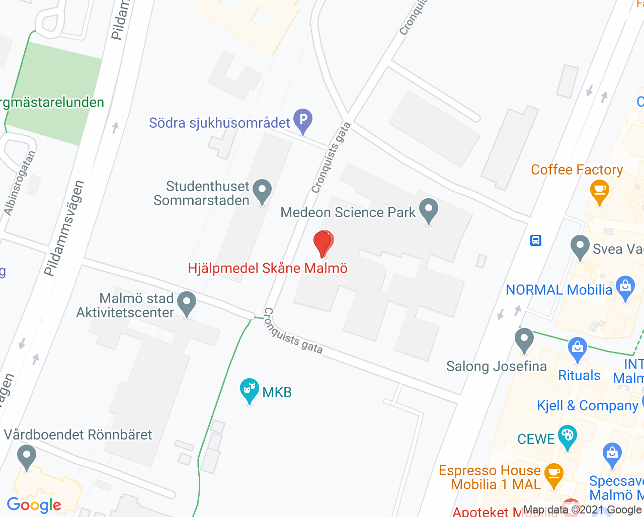 Karta till Dövmottagning vuxna Malmö
