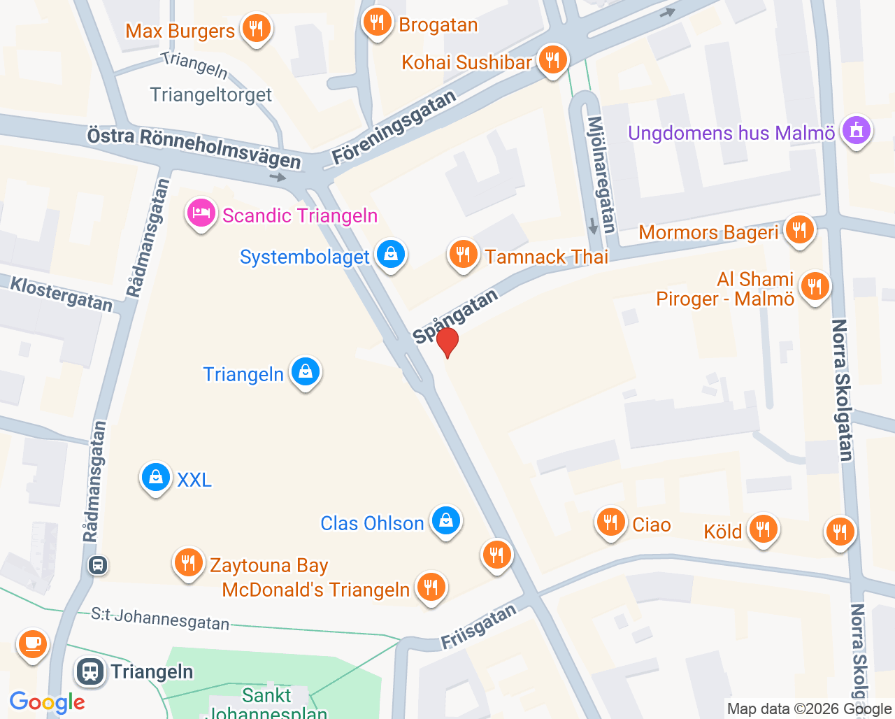 Karta till Kry Vårdcentral Triangeln, Malmö