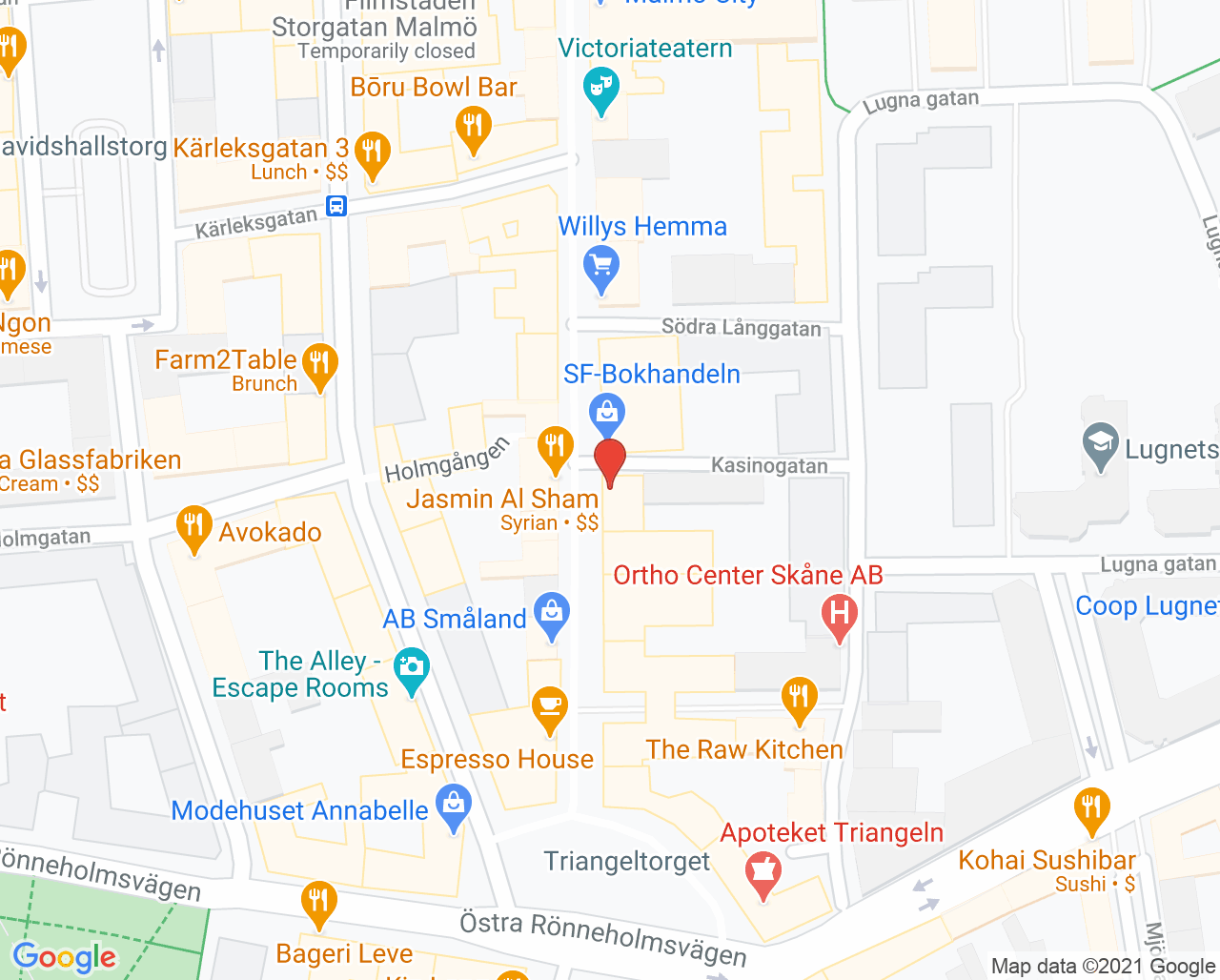 Karta till Jenny Gränse, Malmö