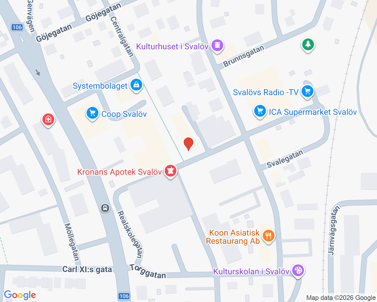 Karta till Fotvårdsspecialisten i Svalöv